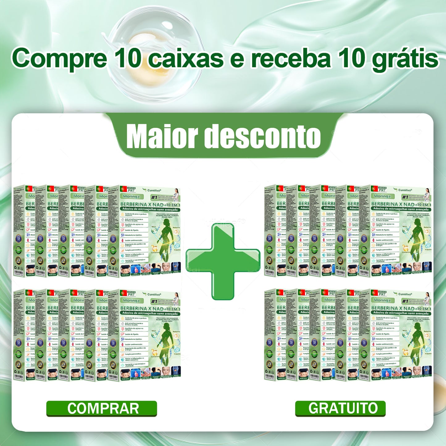 Edição limitada 💐🎁CureVivo® Moringa · Berberina × NAD+ 10-em-1 Avançado Adesivo de Microneedles 🇵🇹 (Apenas uma vez por dia, mudanças visíveis em 7 dias) ✅ Para obesidade, flacidez da pele, diabetes, apneia do sono, problemas nas articulações e muito mais