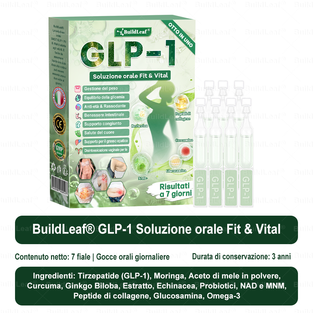 Negozio ufficiale | BuildLeaf® GLP-1 8-in-1 Fit & Vital Soluzione Orale (Solo una volta al giorno, cambiamenti visibili in 7 giorni) ✅ Per obesità, salute cardiovascolare, diabete, apnea notturna, salute intestinale, problemi articolari e altro
