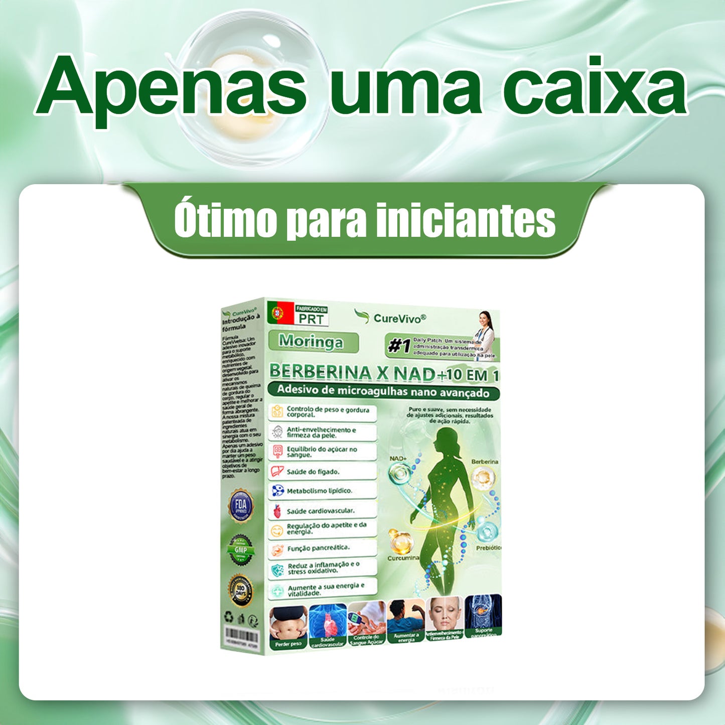 Edição limitada 💐🎁CureVivo® Moringa · Berberina × NAD+ 10-em-1 Avançado Adesivo de Microneedles 🇵🇹 (Apenas uma vez por dia, mudanças visíveis em 7 dias) ✅ Para obesidade, flacidez da pele, diabetes, apneia do sono, problemas nas articulações e muito mais
