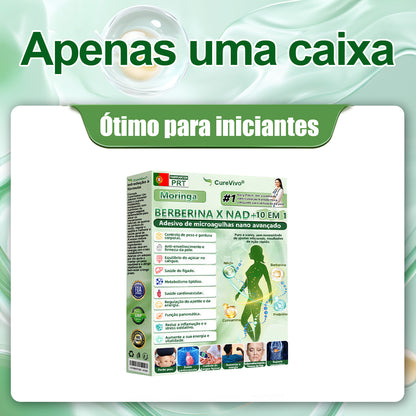 Edição limitada 💐🎁CureVivo® Moringa · Berberina × NAD+ 10-em-1 Avançado Adesivo de Microneedles 🇵🇹 (Apenas uma vez por dia, mudanças visíveis em 7 dias) ✅ Para obesidade, flacidez da pele, diabetes, apneia do sono, problemas nas articulações e muito mais